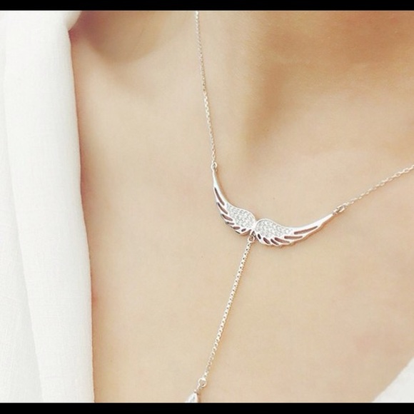 🎄Sterling Silver Angel Wing Choker Necklace - Picture 3 of 5