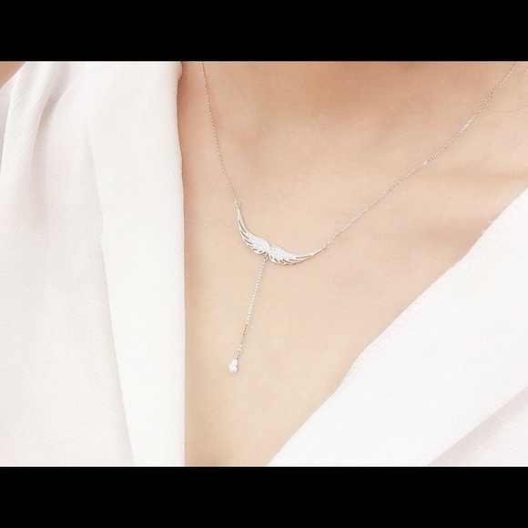 🎄Sterling Silver Angel Wing Choker Necklace - Picture 5 of 5