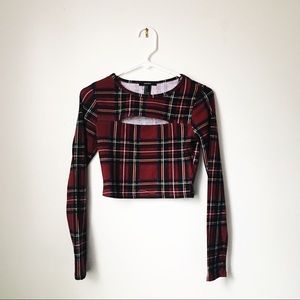 Plaid Cutout Crop Top