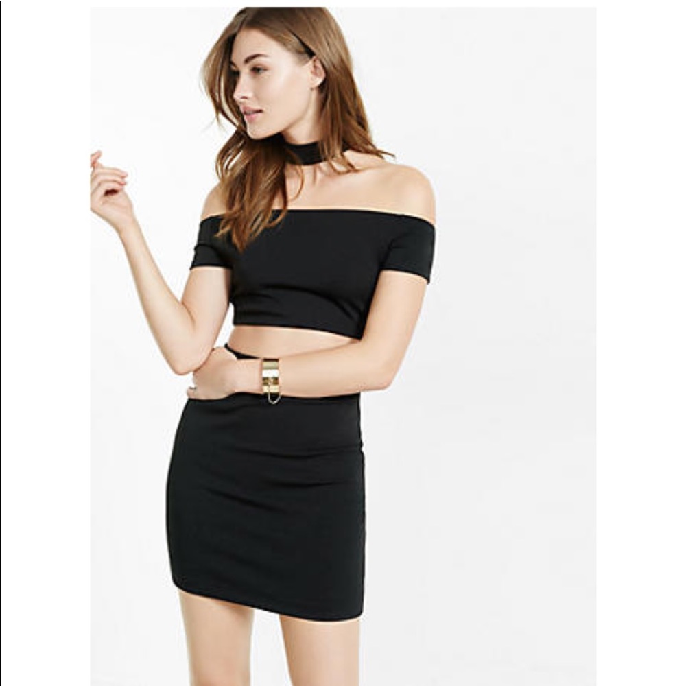 EXPRESS off the shoulder choker dress