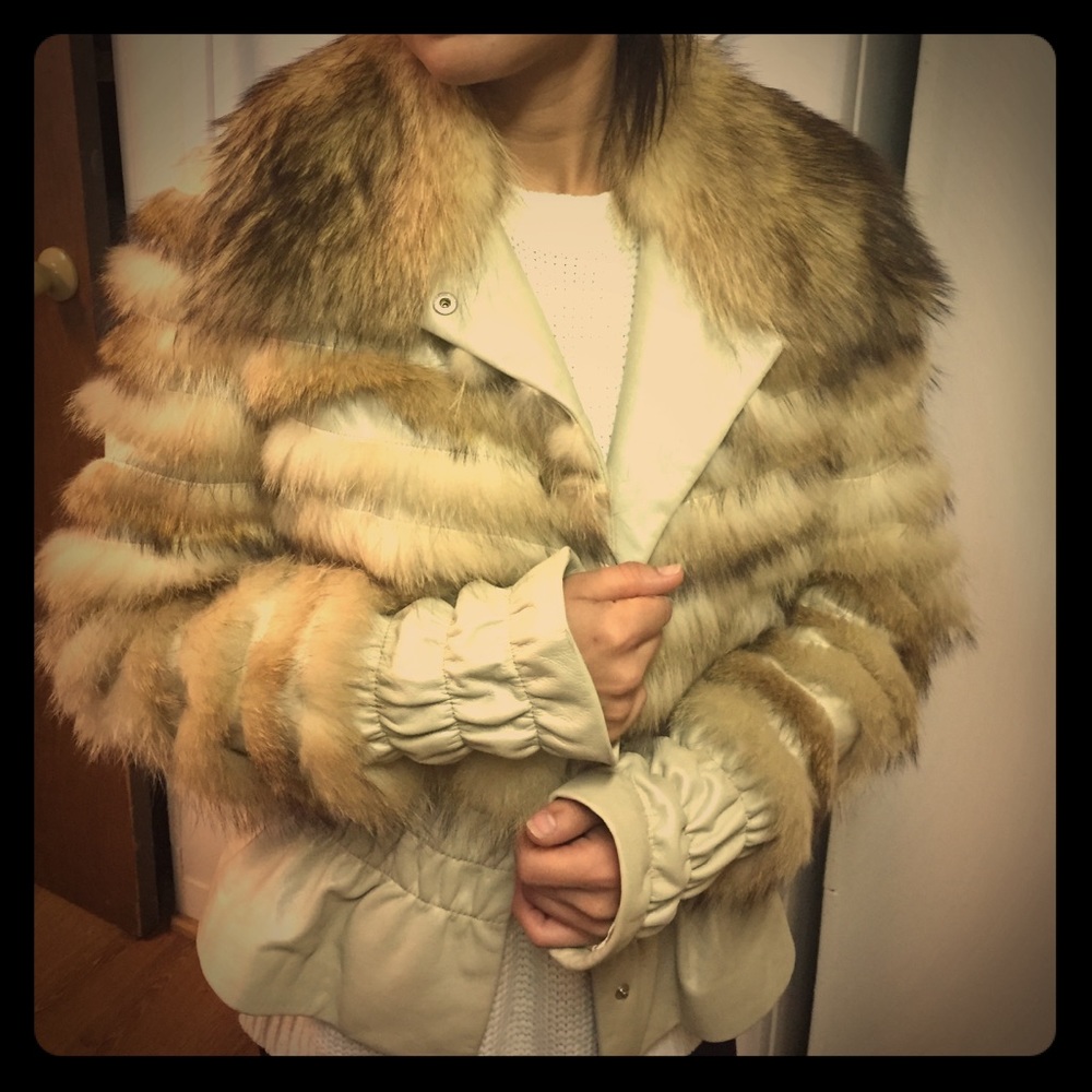 Leather and fur coat