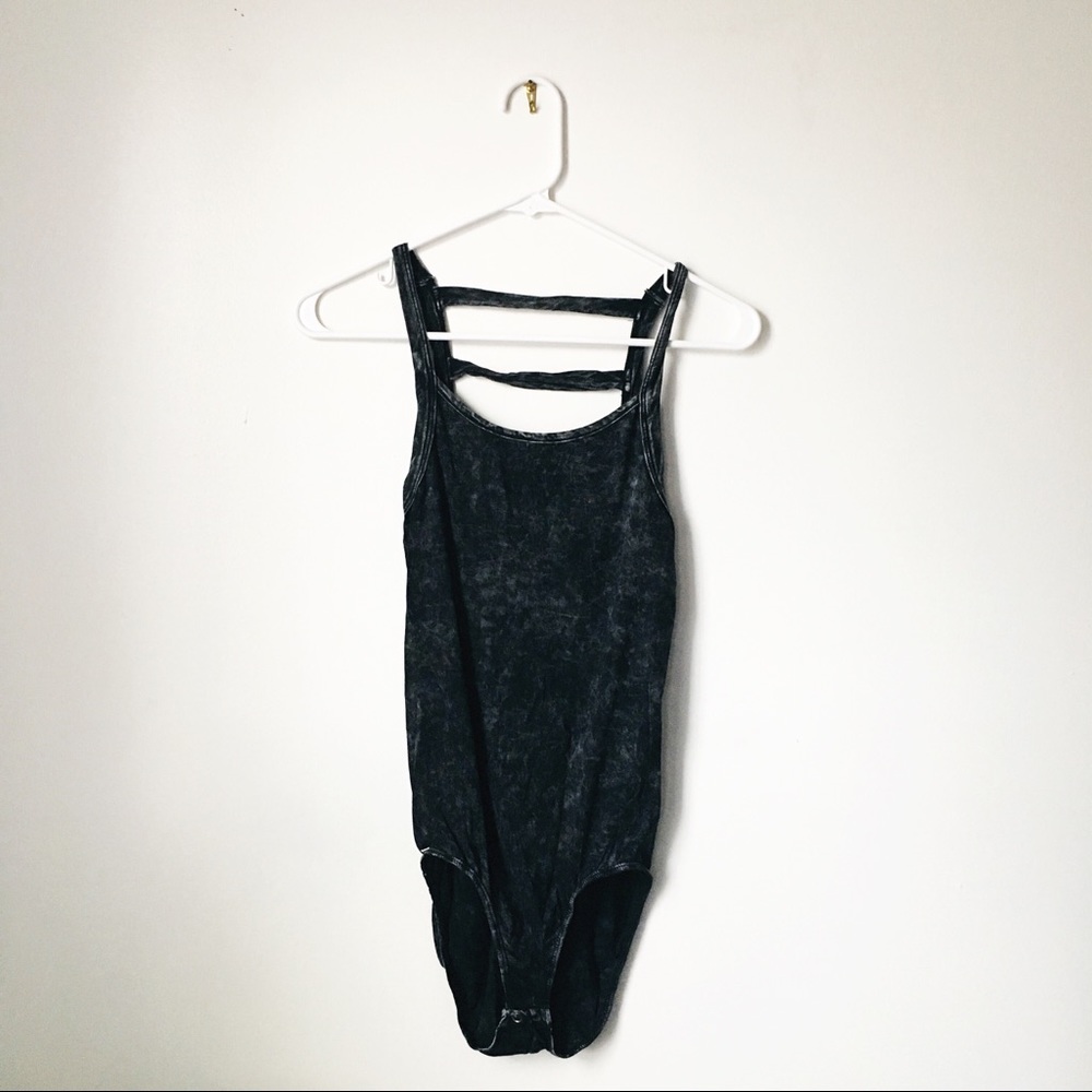 Acid Wash Backless Bodysuit