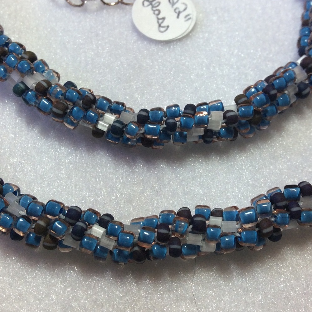 FINAL SALE PRICE Bead Woven 3 Pc. Jewelry Set in TQ, Wht & Multi - Picture 4 of 4