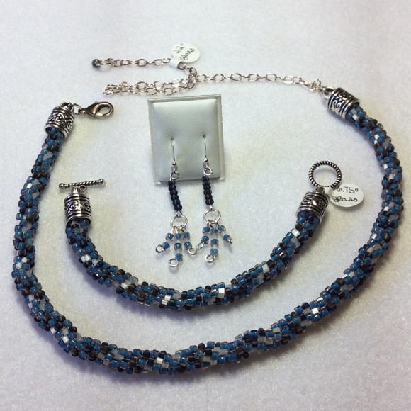 Lia Rosa Jewelry - FINAL SALE PRICE Bead Woven 3 Pc. Jewelry Set in TQ, Wht & Multi