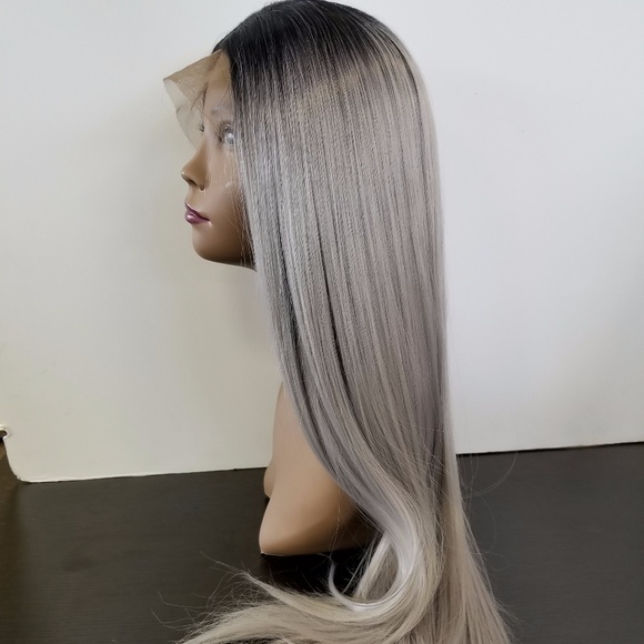 Grey ombre Synthetic Lace Front Wig - Picture 4 of 6