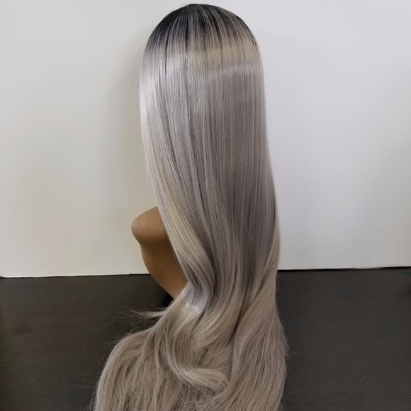 Grey ombre Synthetic Lace Front Wig - Picture 1 of 6