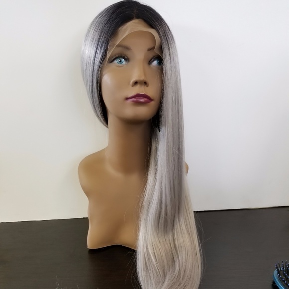 Grey ombre Synthetic Lace Front Wig - Picture 2 of 6