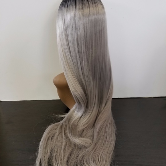 Grey ombre Synthetic Lace Front Wig - Picture 3 of 6