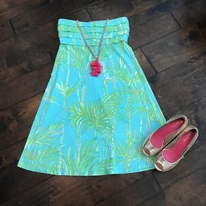 Lilly Pulitzer palm print strapless dress