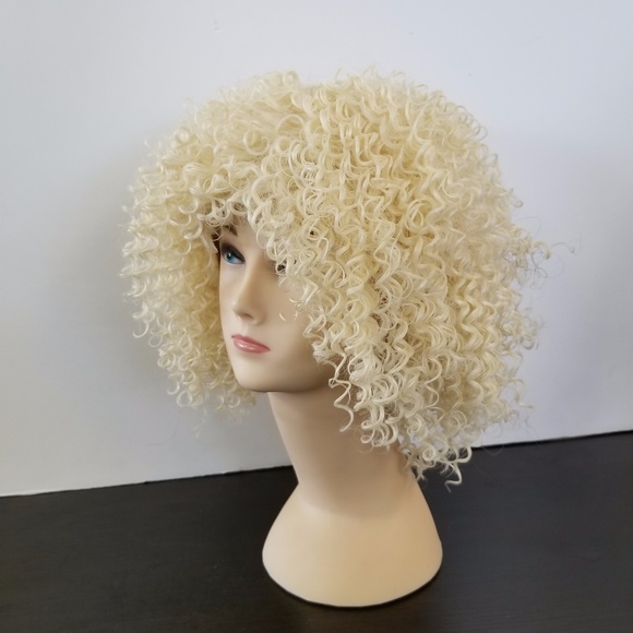 Blond Kinky Curly 100% Japanese Synthetic Wig - Picture 3 of 5