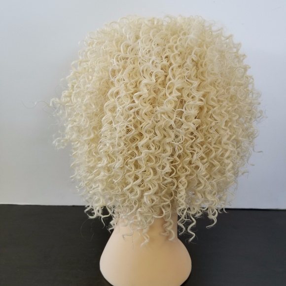 Blond Kinky Curly 100% Japanese Synthetic Wig - Picture 2 of 5