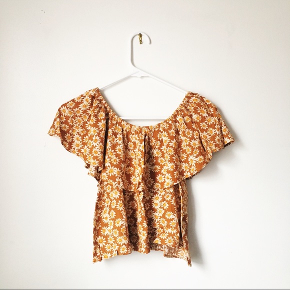Floral “Off The Shoulder” Crop Top - Picture 1 of 3