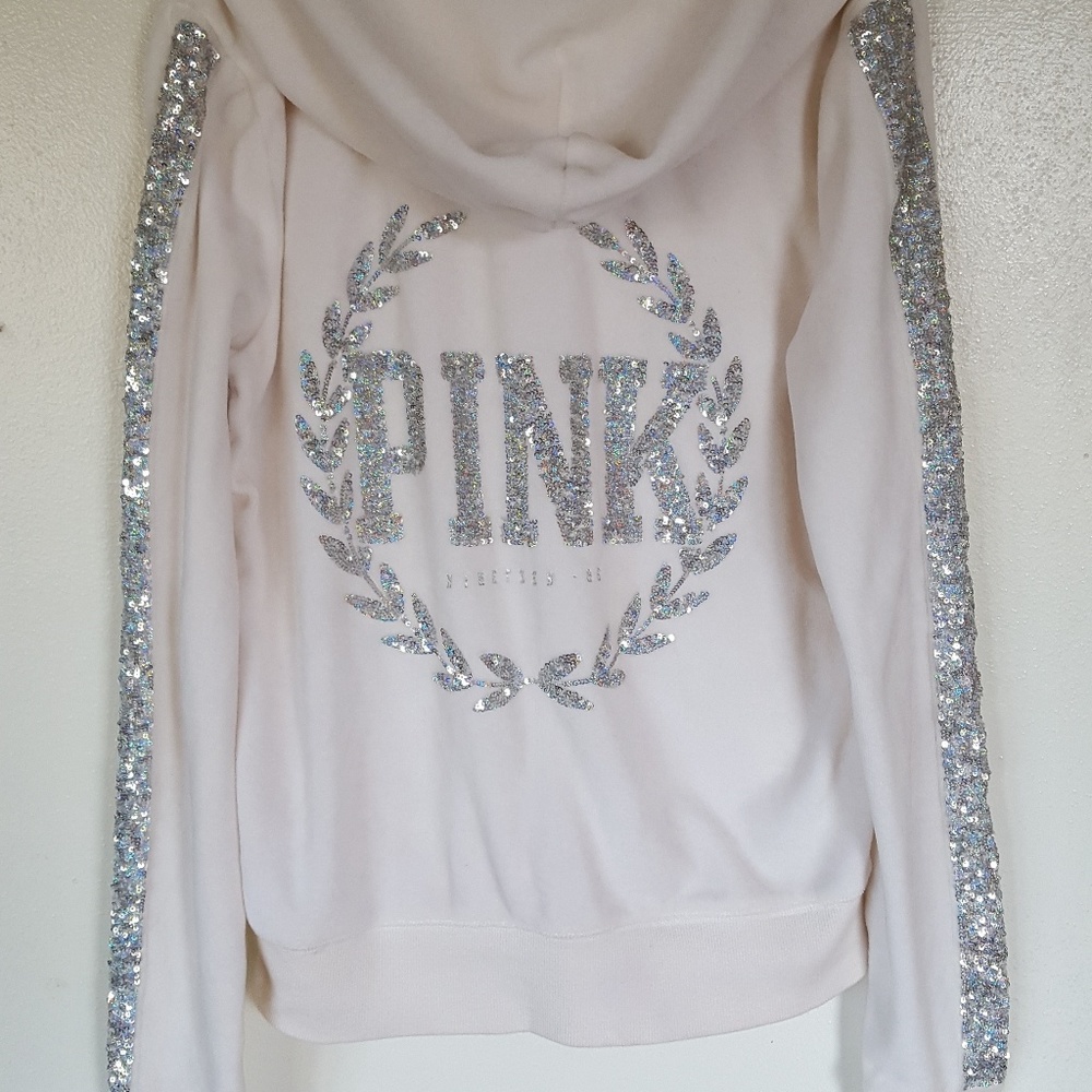 PiNK Victoria's Secret White Velour Hoodie