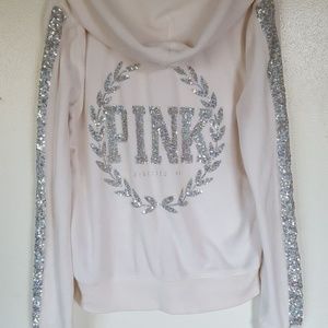 PiNK Victoria's Secret White Velour Hoodie