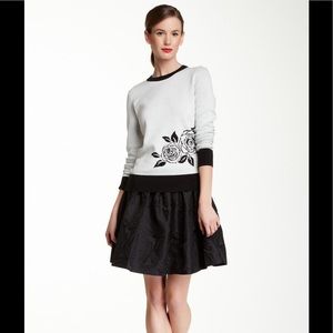 Jacquard Cupcake rose print Flared Skirt