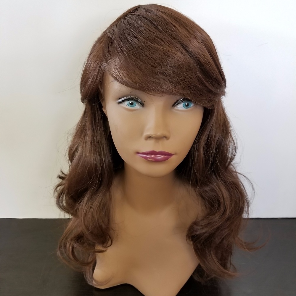 Brown Wavy  100% Japanese Synthetic Fiber Wig