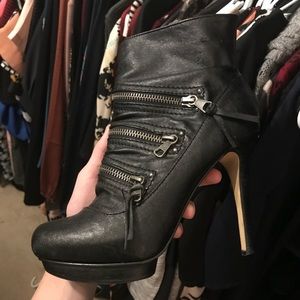 Black zipper booties