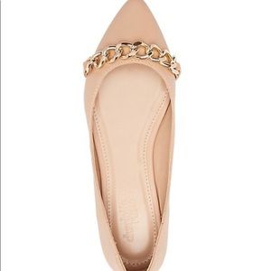 Nude chain link pointed toe flats