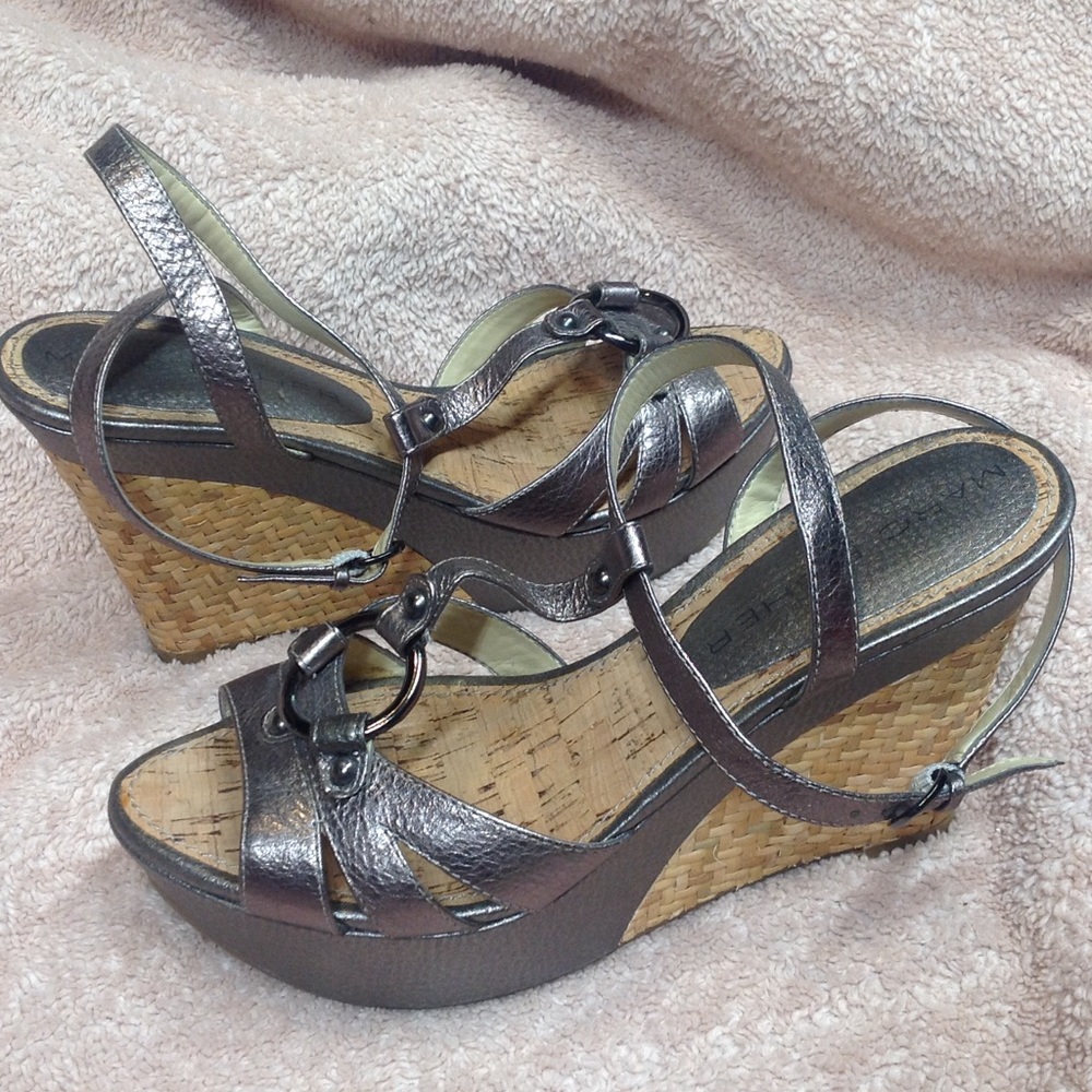 Marc Fisher pewter wedges size 8