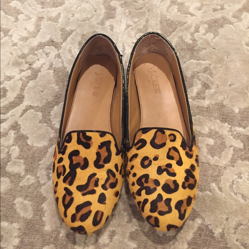 J. Crew Cora leopard calf hair loafers