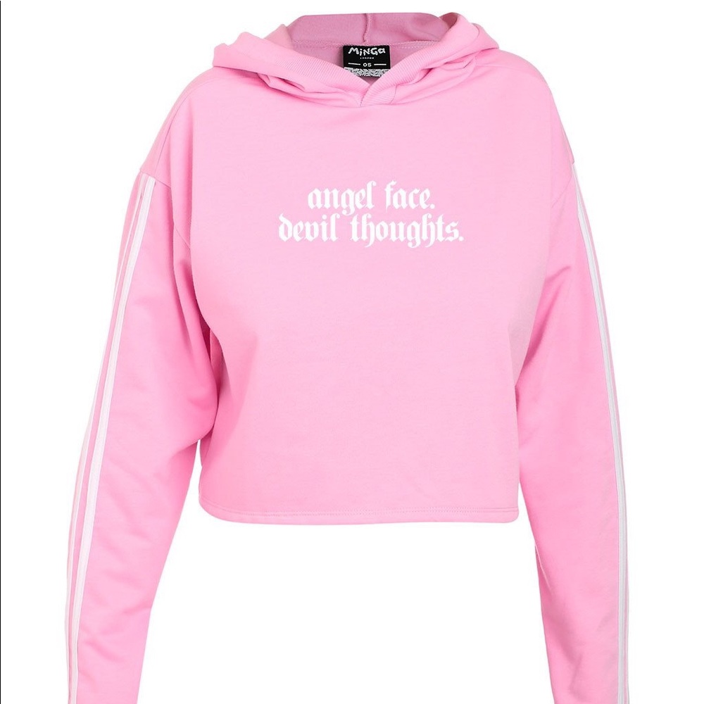 "Angel Face Devil Thoughts" Crop Sweatshirt