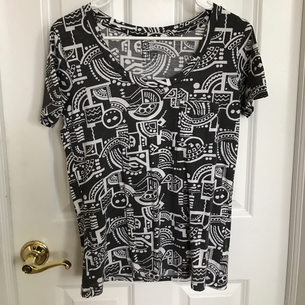 GREY PATTERNED CREW NECK POCKET TEE
