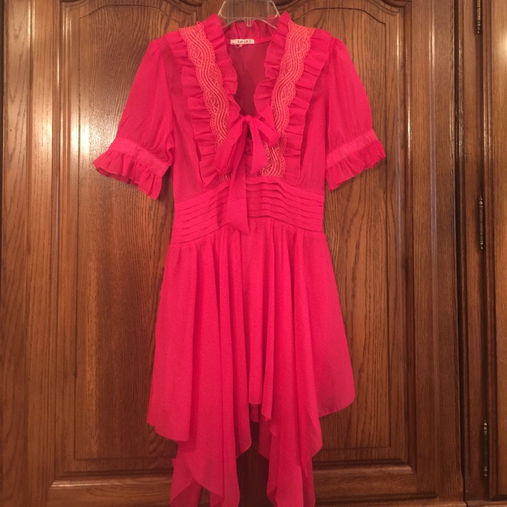I.c.u USA Hot Pink Kerchief Skirted Dress