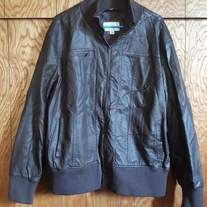 Xhilaration faux leather brown zip up jacket