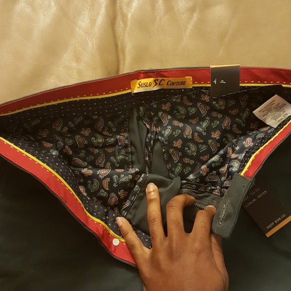 Suslo Couture Slim-fit Chinos (Silver) - Picture 3 of 6