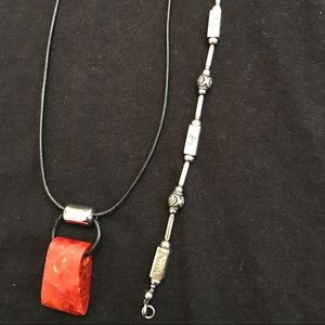 Silpada brand leather strand necklace and bracelet