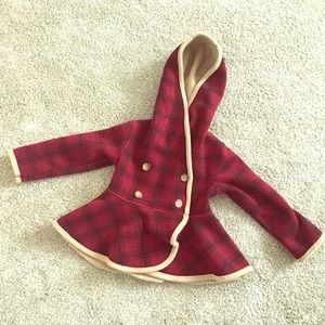 Toddler Girl Peplum Plaid Dress Coat