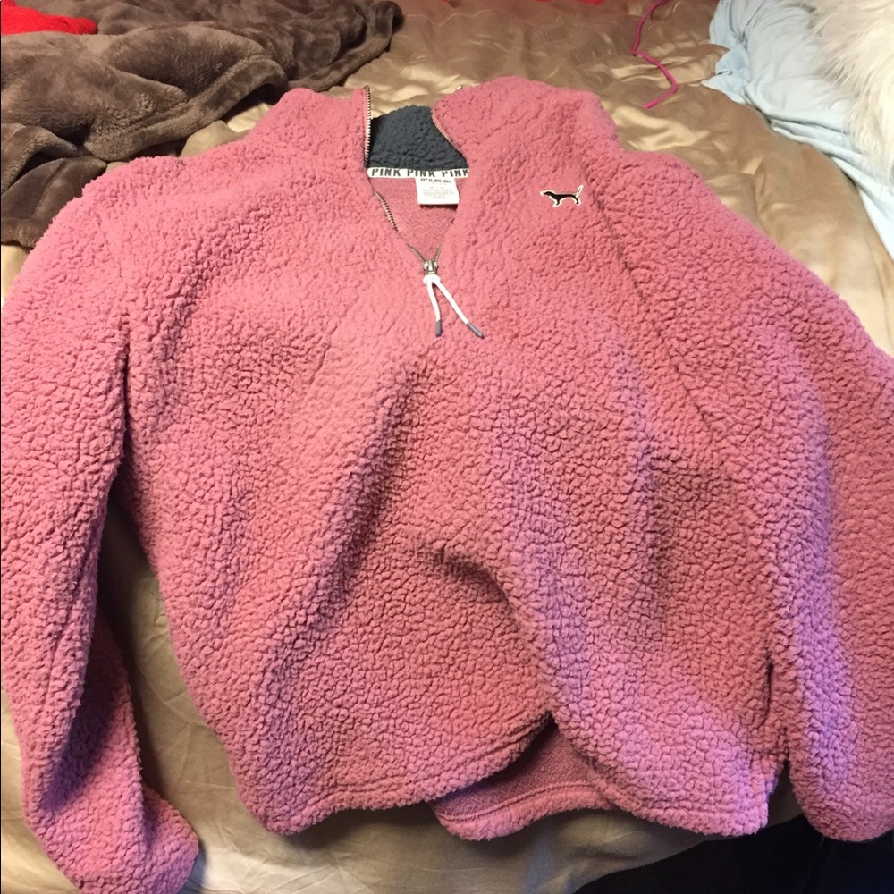 PINK Fuzzy Half Zip
