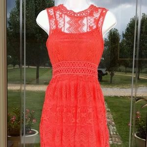 A'reve Anthropologie Free People coral lace lined