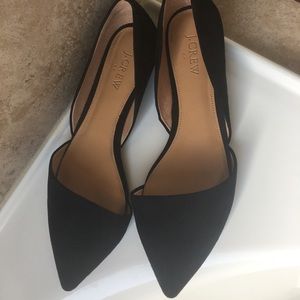 Black J Crew suede flats — gently worn
