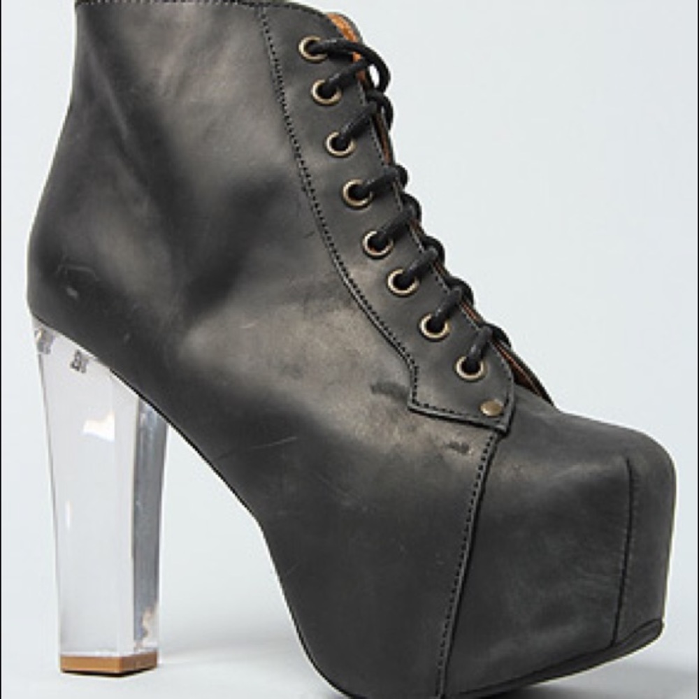 Lita Lucite Shoe in Black Distressed Leather