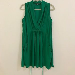 Green V neck dress