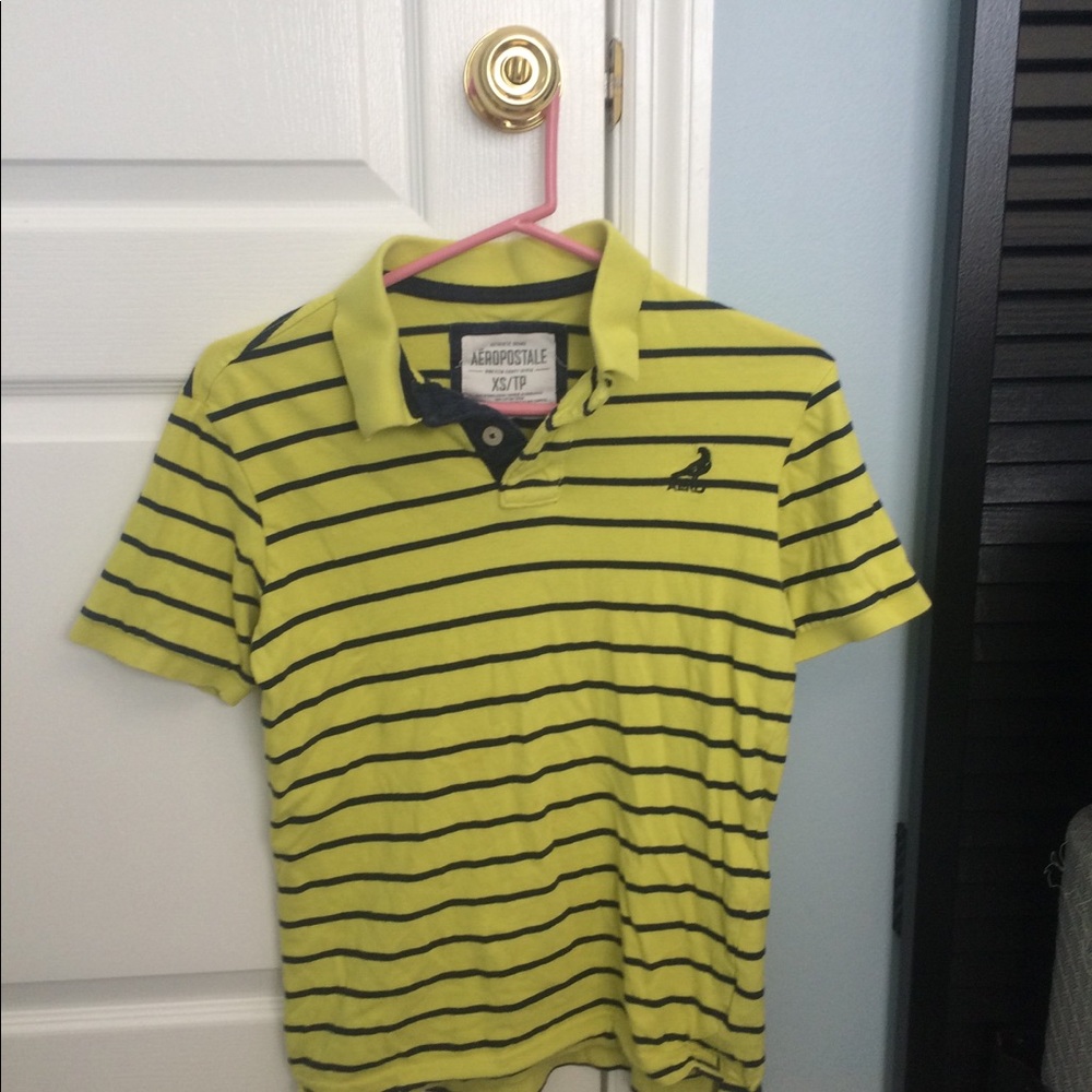 Yellow Striped Aeropostale Polo Shirt