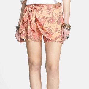 Free people floral tie shorts