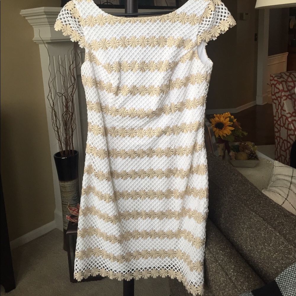 Lilly Pulitzer White & Gold Dress!