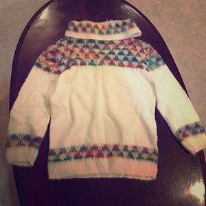Vintage cowl chevron sweater white & multicolored