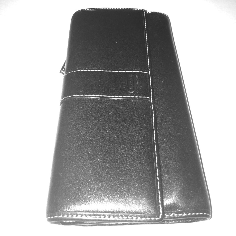COACH black leather envelope wallet & checkbook