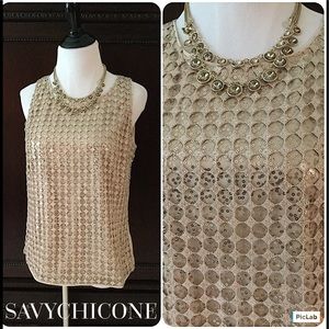 🌹WHBM CHAMPAGNE SEQUIN TOP