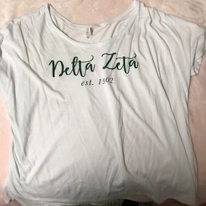 Delta Zeta White Flowy Top