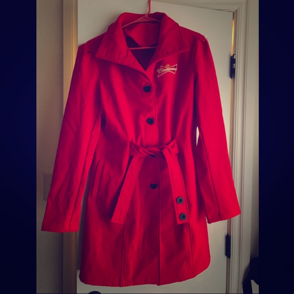 Red Budweiser Pea Coat. Brand new!