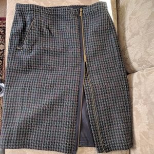 J. Crew Wool Hounds-tooth Pencil Zip Skirt - sz 12
