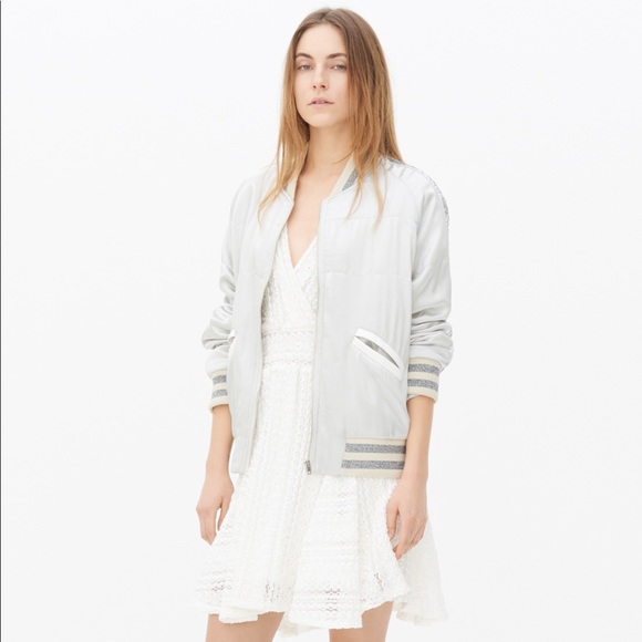 IRO Benson Satin Sequin Bomber Jacket 36 - Picture 1 of 8