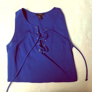 Blue Lace Up Top