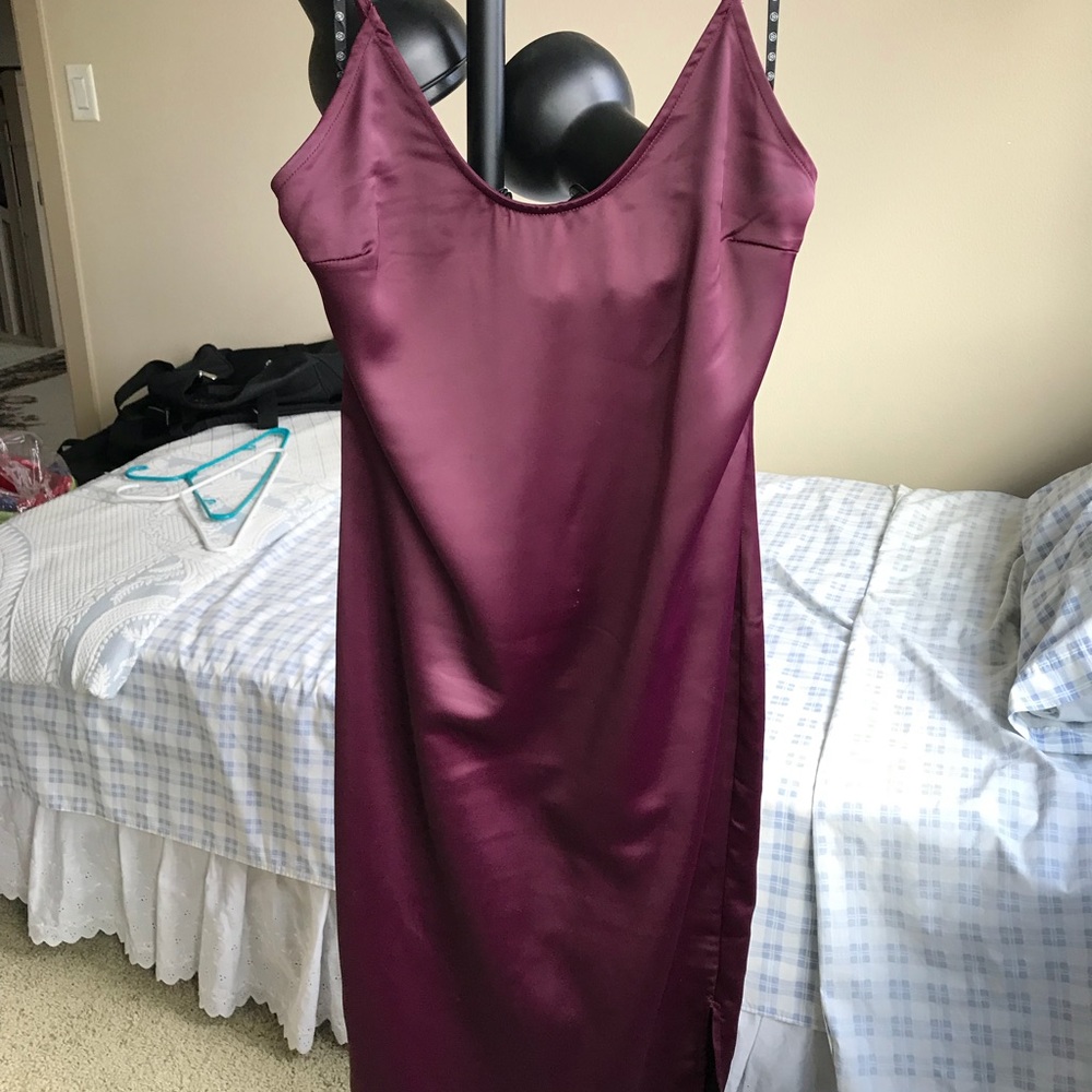 Missguided Burgandy/Maroon Satin Dress