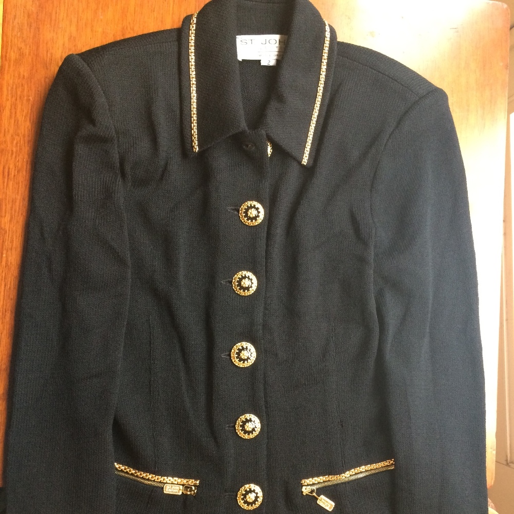 Saint John Button Down Jacket with gold sequins