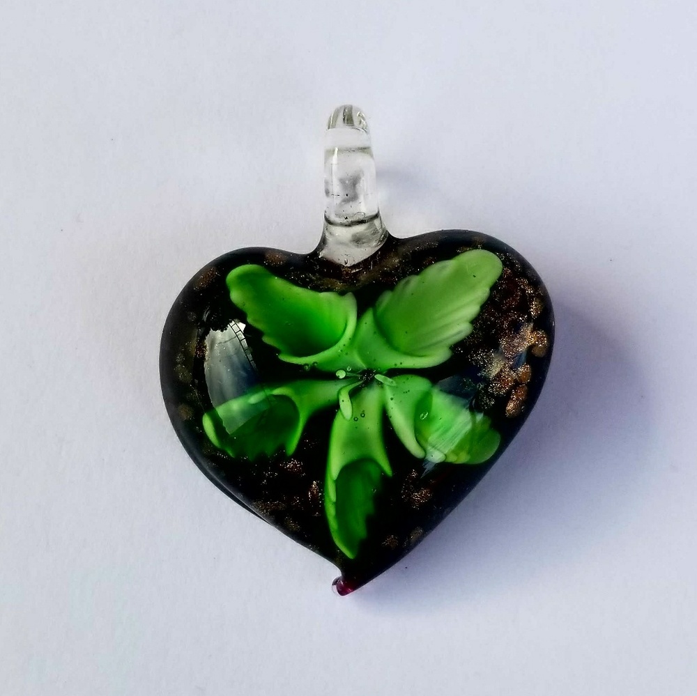 Blown Glass Heart Necklace Pendant